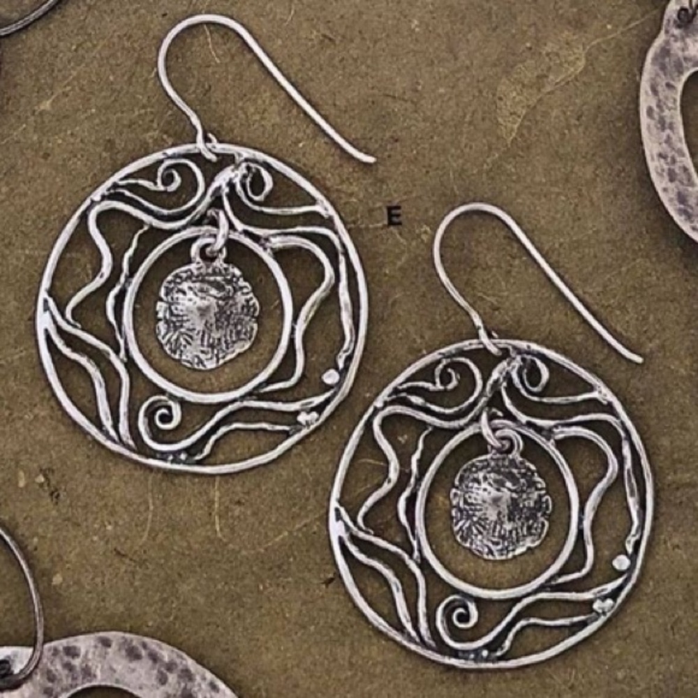 Vintage Silpada Sterling Silver Woven Swirl Disc Earrings W1905